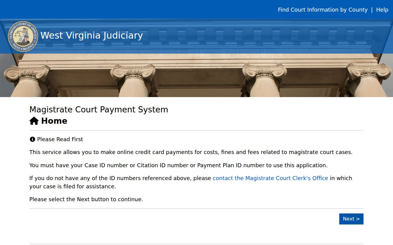 Randolph County docket search magistrate payment identifiers