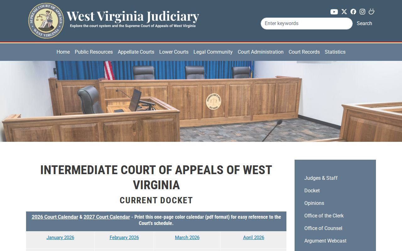 Randolph County court calendar research showing current docket pages