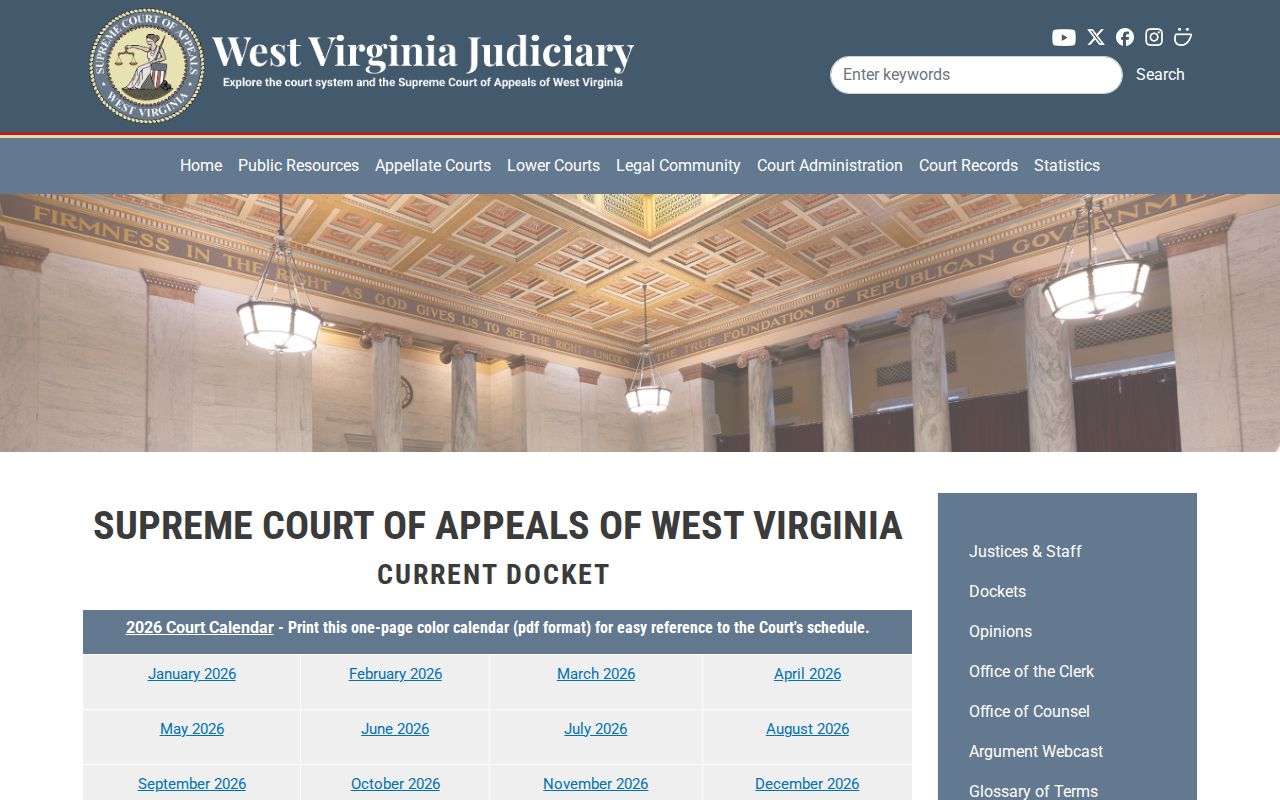 Randolph County court schedule research using the official state calendar