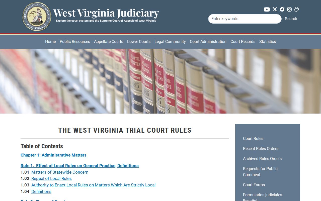 Randolph County civil court docket Rule 10 access page