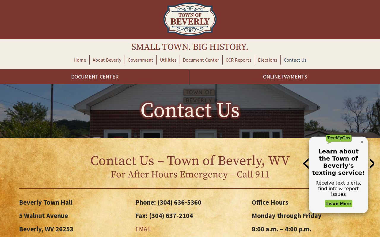 Randolph County Beverly court record contact at Town Hall