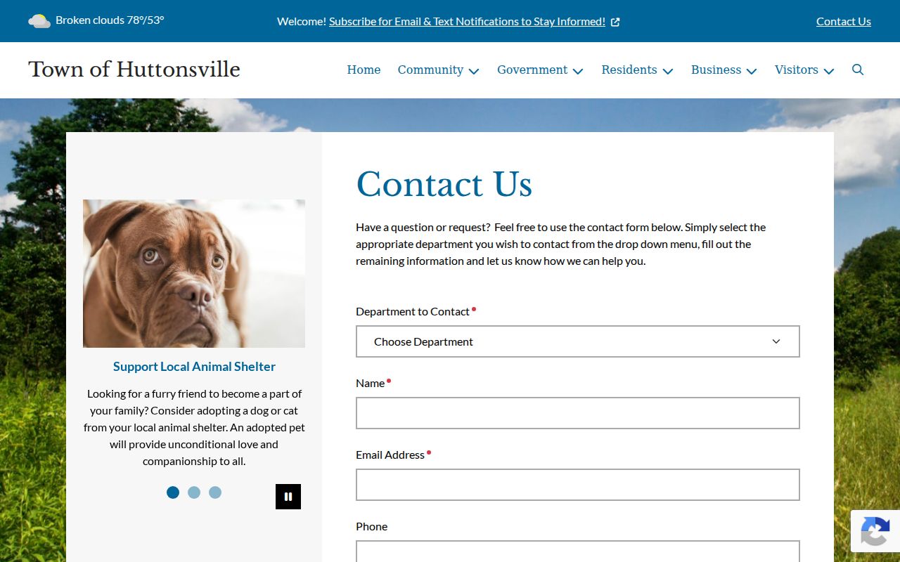 Huttonsville court records Town Clerk contact form