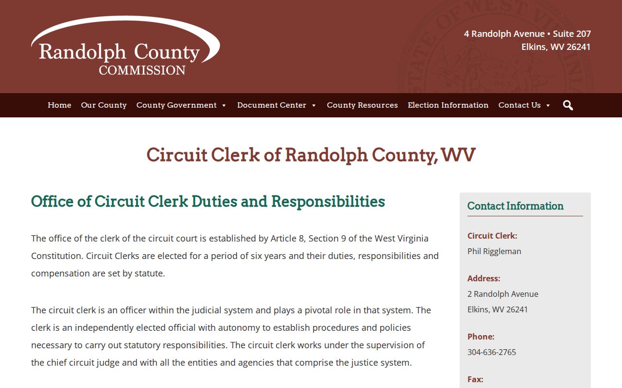 Randolph County court docket Circuit Clerk office information